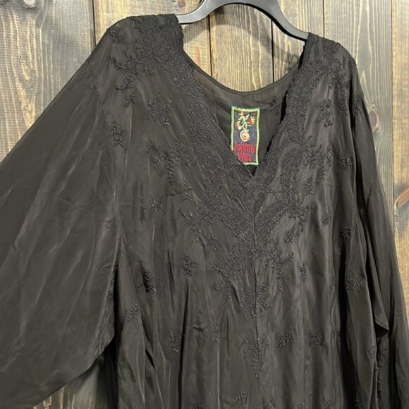 Johnny Was Bohemian Lace Tunic Dress Size L Black Oversized Relaxed Boho Rayon - Picture 6 of 12
